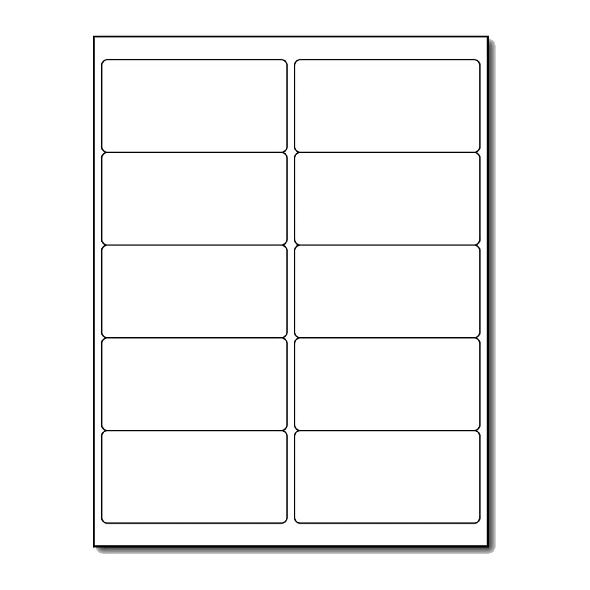 White Removable Labels - Mailing Size 2 ' X 4 ' - 10 Per Sheet - For Inkjet/Laser Printers - 25 Sheets / 250 Labels