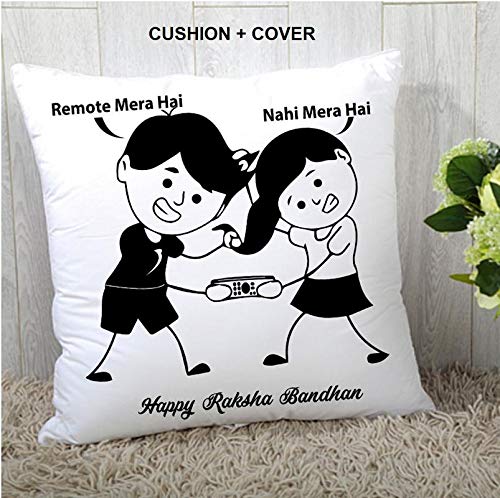 The Purple Tree Rakshabandhan Gift Printed Rakhi Cushion (12x12)  1 pc, Rakhi Gift, Rakhi Gifts for Sister, Rakshabandhan Gift,