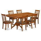 East West Furniture NAML7-SBR-C 7 Piece Dining Room Furniture Set Consist of a Rectangle Kitchen Table with Butterfly Leaf and 6 Linen Fabric Upholstered Chairs, 40x78 Inch, Saddle Brown