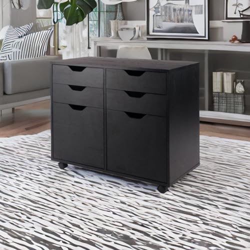 Ergode Wood Halifax 2-Section Mobile Storage Cabinet - Stylish, Versatile, Easy to Move