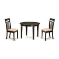 East West Furniture BOCA3-CAP-C 3 Piece Dining Room Table Set Contains a Round Wooden Table and 2 Linen Fabric Kitchen Dining Chairs, 42x42 Inch, Cappuccino