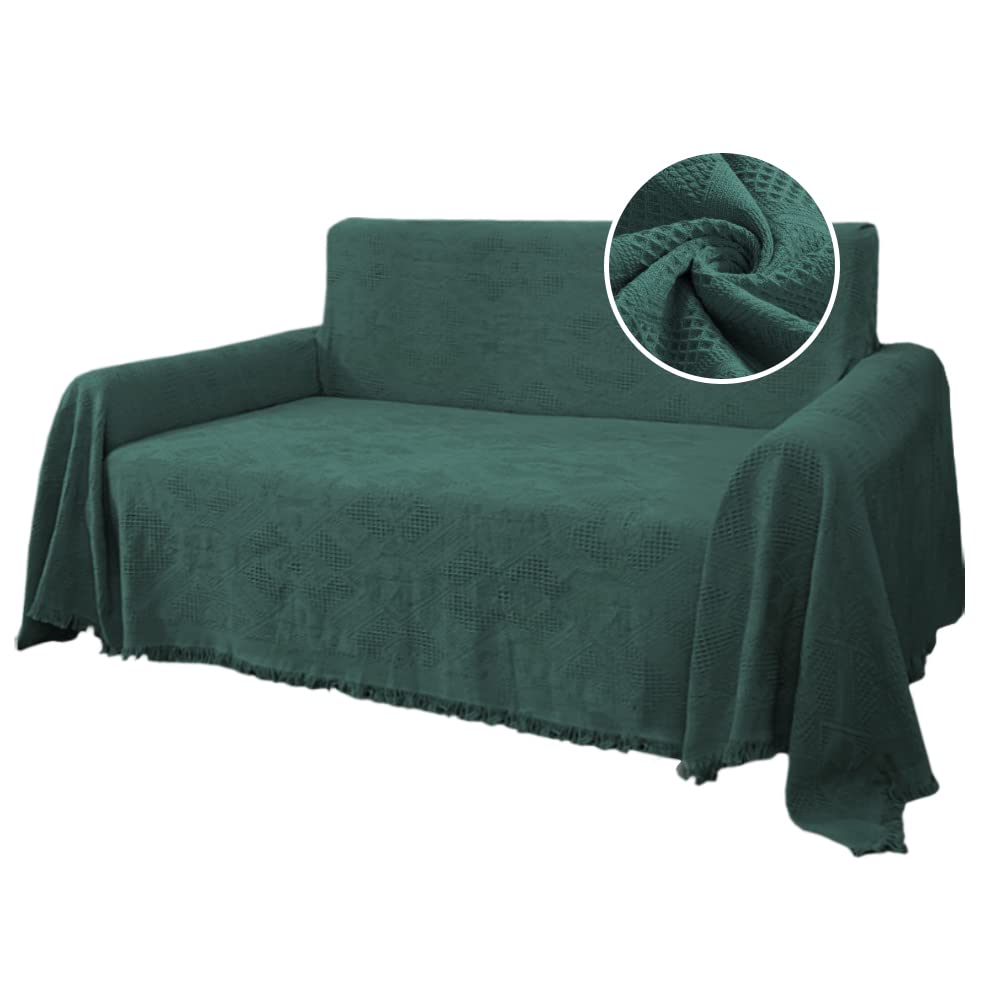H.Versailtex Cotton Sofa Covers Couch Cover Sofa Slipcover For Most Shape Sofas, Feature Thick Woven Jacquard Seamless With Tass