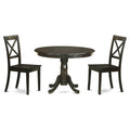 East West Furniture HLBO3-CAP-W 3 Piece Modern Dining Table Set Contains a Round Wooden Table with Pedestal and 2 Kitchen Dining Chairs, 42x42 Inch, Cappuccino