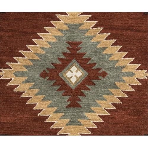Rizzy Home Alora Decor Ryder 10' Round Tribal Rust/Khaki/Navy/Sage Hand-Tufted Rug