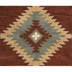 Rizzy Home Alora Decor Ryder 10' Round Tribal Rust/Khaki/Navy/Sage Hand-Tufted Rug