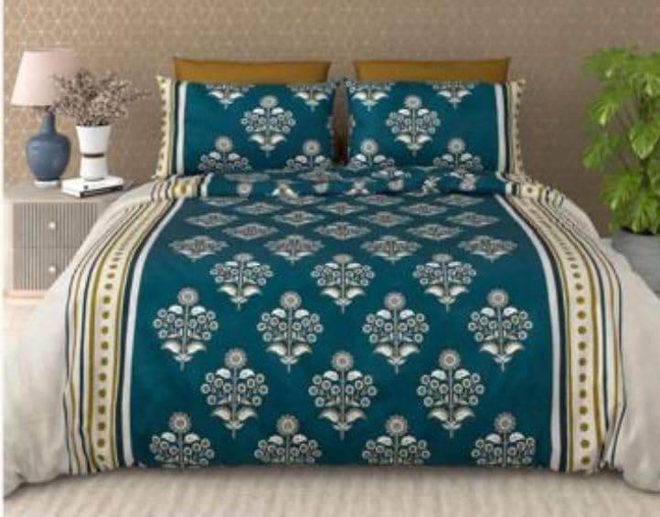 Laying Style Supersoft Glace Cotton Double Bed Ac Comforter Set King Size Double Bed With 1 Flat Bedsheet With 2 Pillow Covers I