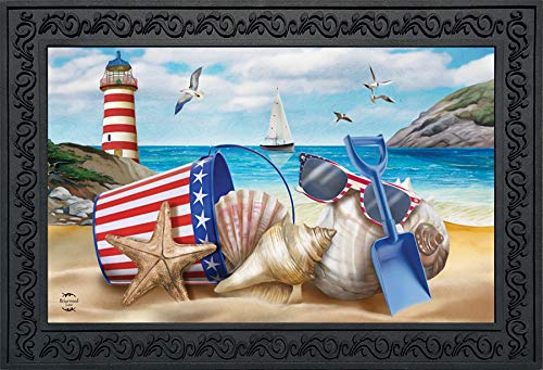 Briarwood Lane Sea To Shining Sea Patriotic Doormat Lighthouse Indoor Outdoor 30' X 18'