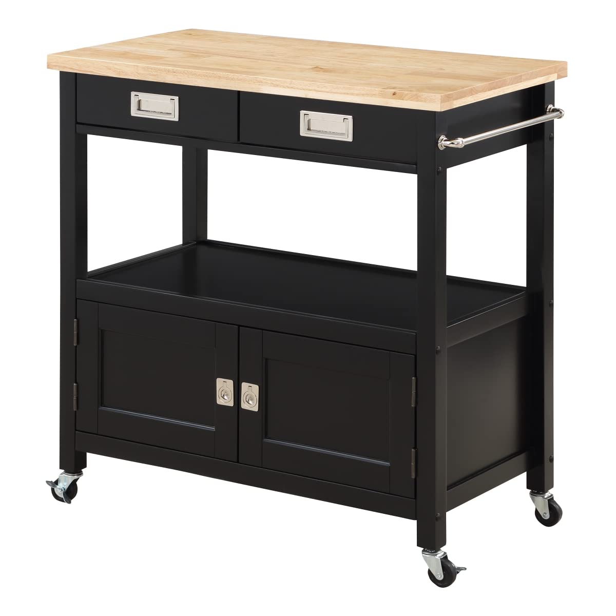 OS Home and Office Furniture Model RADW-3 Radford Black Kitchen with Solid Rubberwood Top