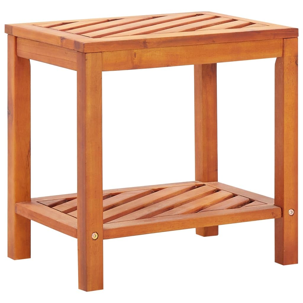 vidaXL Rectangular Side Table - Solid Acacia Wood with Natural Oil Finish, Classic Look - 17.7"x13"x17.7" Versatile Indoor and Outdoor Furniture - Brown