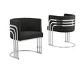 Best Quality Furniture Teddy Fabric, 19" Barrel Chair, Black/Silver