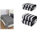 Goyals  Black and White Stripes Single Bed Fleece Blanket  Pack of 2