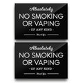 Reilly Originals 3.5X5 Inch Absolutely No Smoking Vaping Of Any Kind Designer Sign ~ Ready To Stick ~ Premium Finish, Durable (2