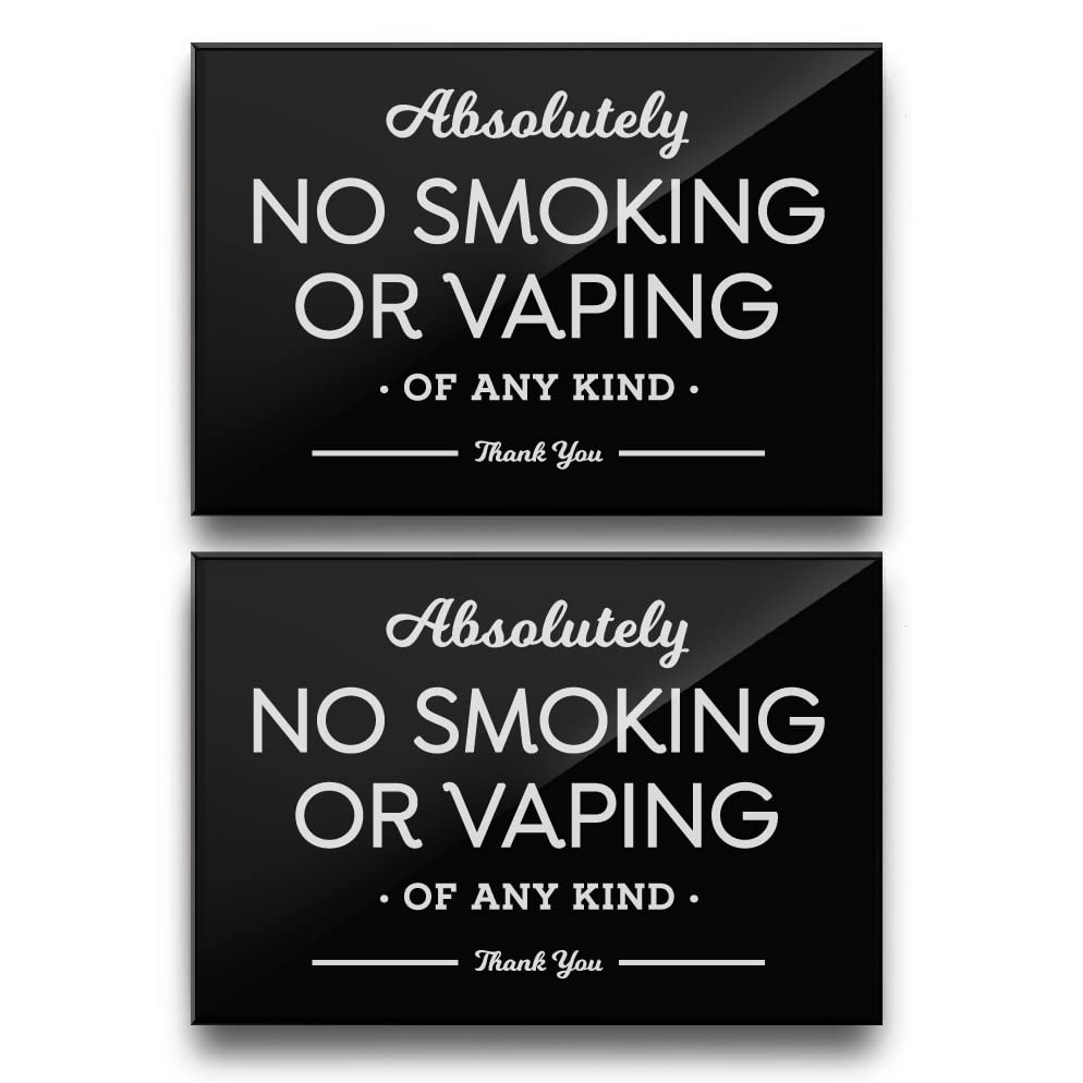 Reilly Originals 3.5X5 Inch Absolutely No Smoking Vaping Of Any Kind Designer Sign ~ Ready To Stick ~ Premium Finish, Durable (2