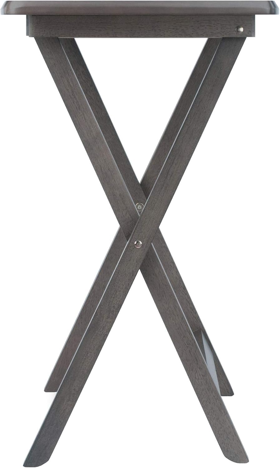 Ergode Wood Dylan 5-Piece Snack Table Set - Stylish Folding Tables, Durable X-Frame Base, Convenient Upright Stand, Easy Assembly, Perfect For Entertaining (Snack Table Set) (Oyster Gray)