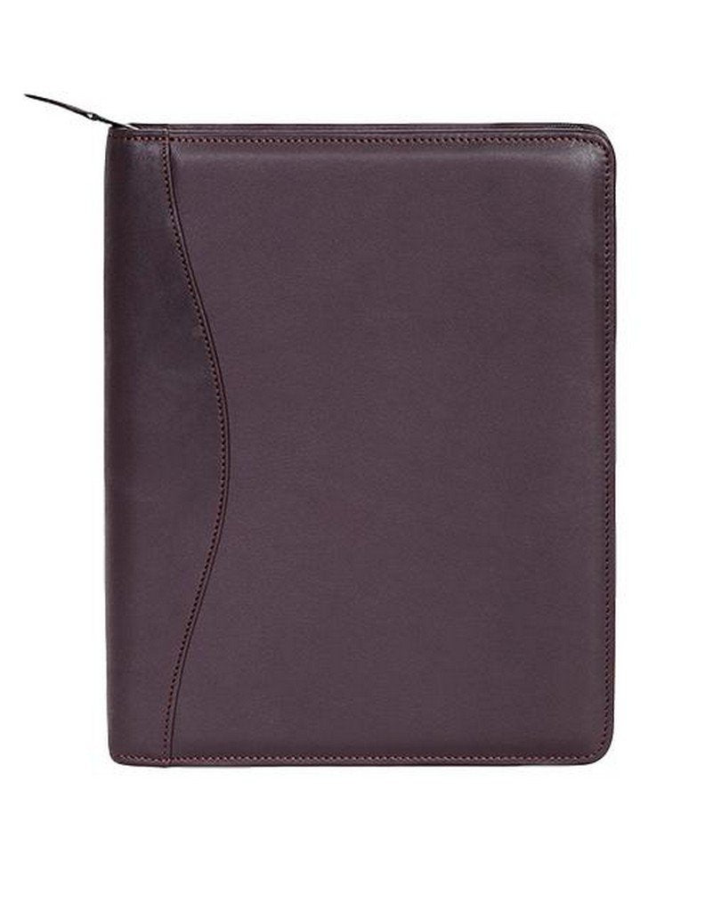 Scully Nappa Leather Zip Planner And Letter Pad (Chocolate)