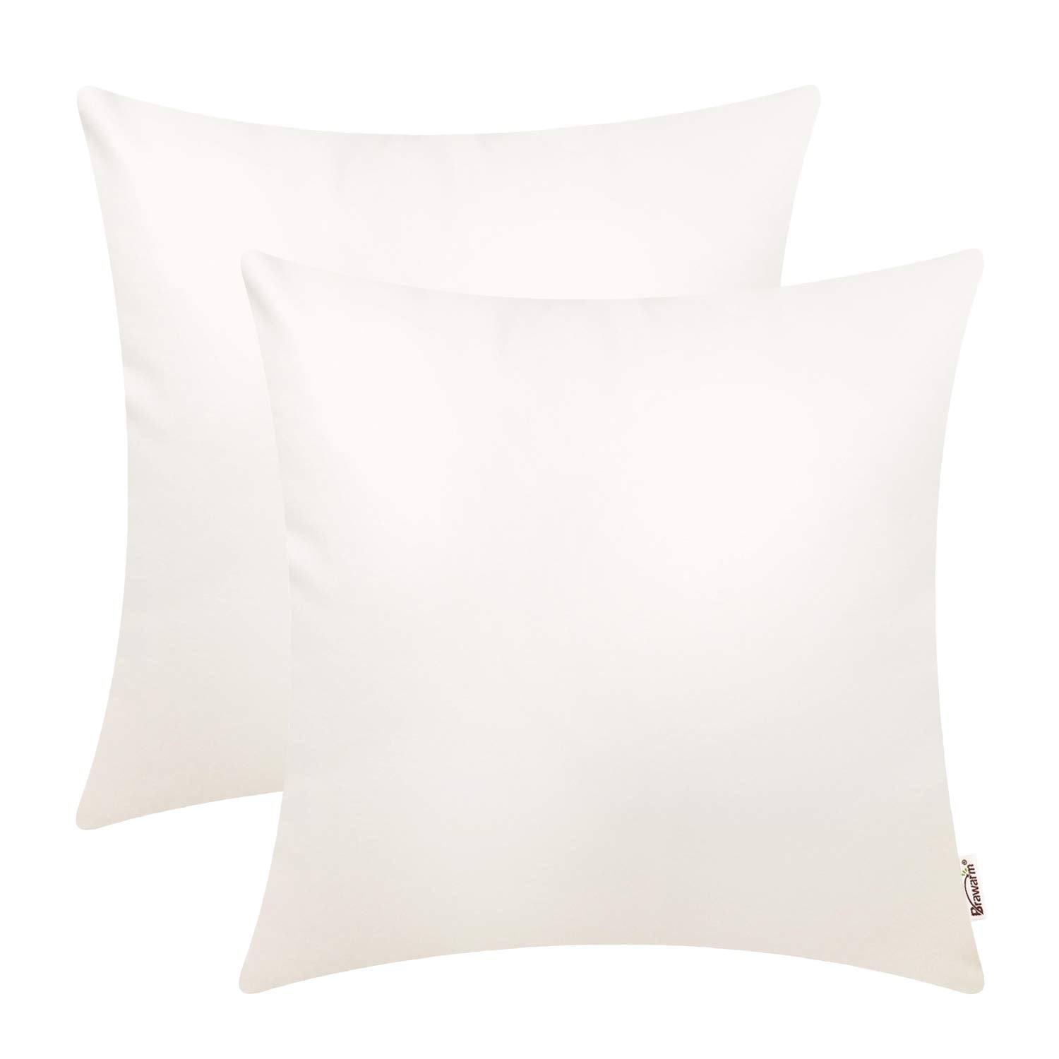 Brawarm Faux Leather Throw Pillow Covers 18 X 18 Inches - Cream Leather Pilow Covers Pack Of 2, Solid Dyed Leather Pillowcases F