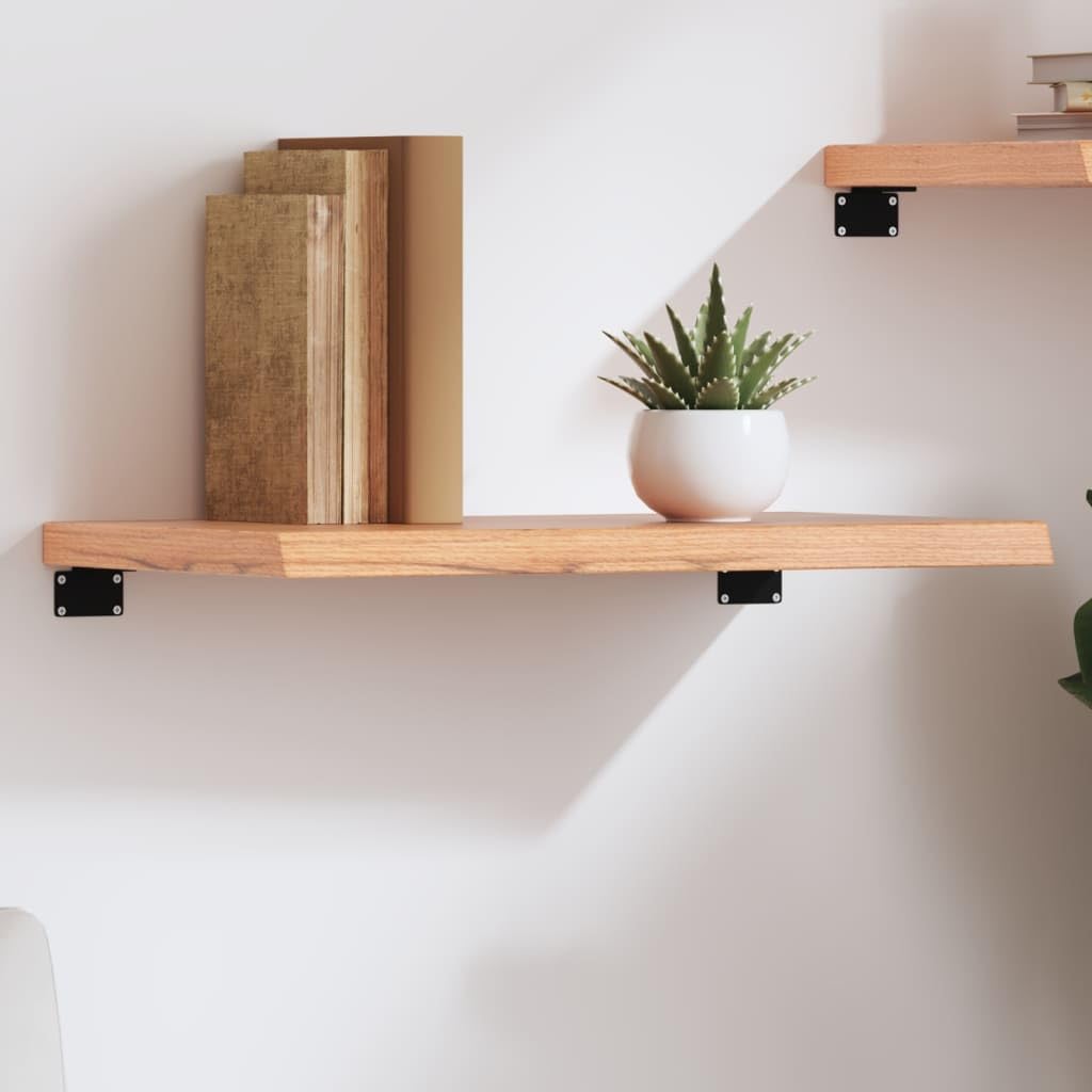 vidaXL Solid Oak Wood Wall Shelf, Light Brown, Rustic Style, Versatile Use, Durable Construction, Treated Surface, Unique Characteristics