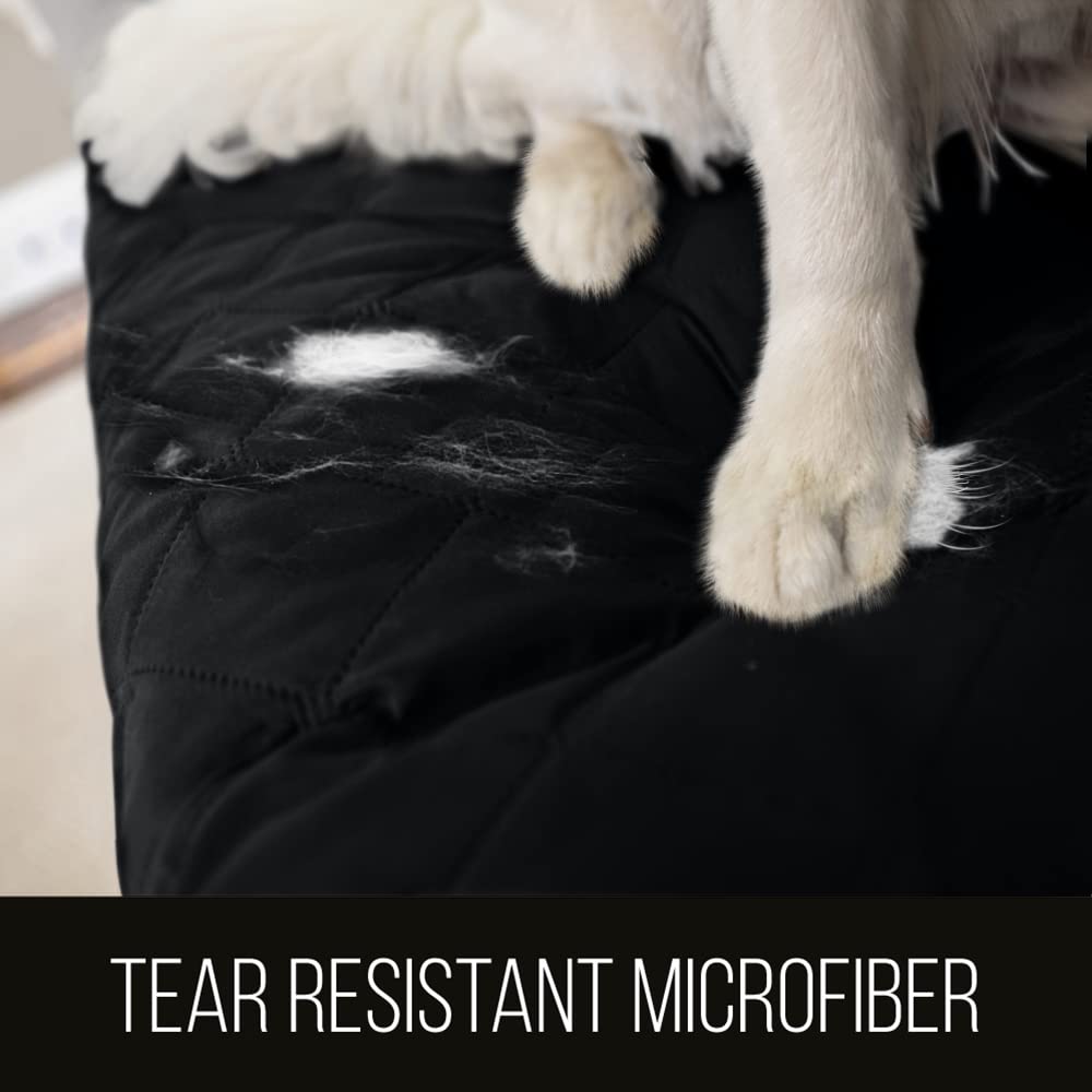 Sofa Shield Patented Couch Slip Cover, Large Cushion Protector, Reversible Stain And Dog Tear Resistant Slipcover, Quilted Microfiber 78” Seat, Washable Covers For Dogs Pets Kids, Black Gray