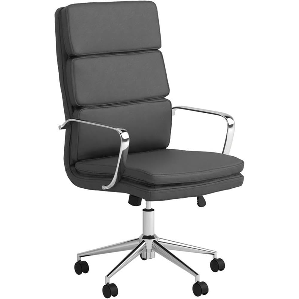 Coaster Home Furnishings High Back Upholstered Office Chair Grey and Chrome