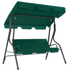vidaXL Outdoor Swing Bench - Powder-Coated Steel Frame - Water-Resistant Polyester Fabric - Large Sun Canopy - Comfortable Patio Garden Furniture - Green
