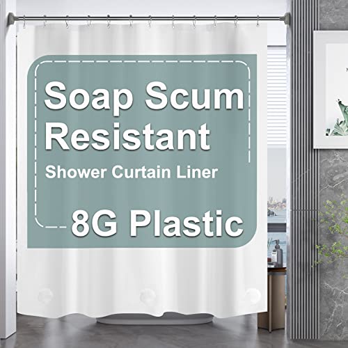 Amazerbath White Shower Curtain, 72 X 78 Inches Peva Heavy Duty Plastic Shower Curtain, Waterproof Heavy Weight Thick Bathroom C