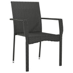 vidaXL Garden Patio Chairs with Cushions, Outdoor Seating - 2 pcs Set, Weather-Resistant Poly Rattan, Powder-Coated Steel Frame, Easy Assembly - Black with Cream White Cushions