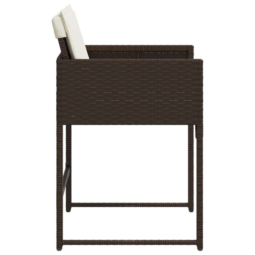 vidaXL Patio Chairs with Cushions - 4 Pcs Brown Poly Rattan Outdoor/Garden Furniture with Foldable Flap Backrest, Cushions and Washable Covers