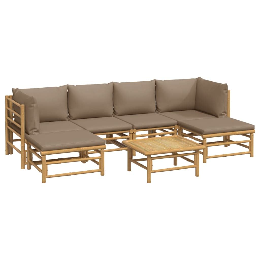 vidaXL 7 Piece Patio Lounge Set with Taupe Cushions Bamboo