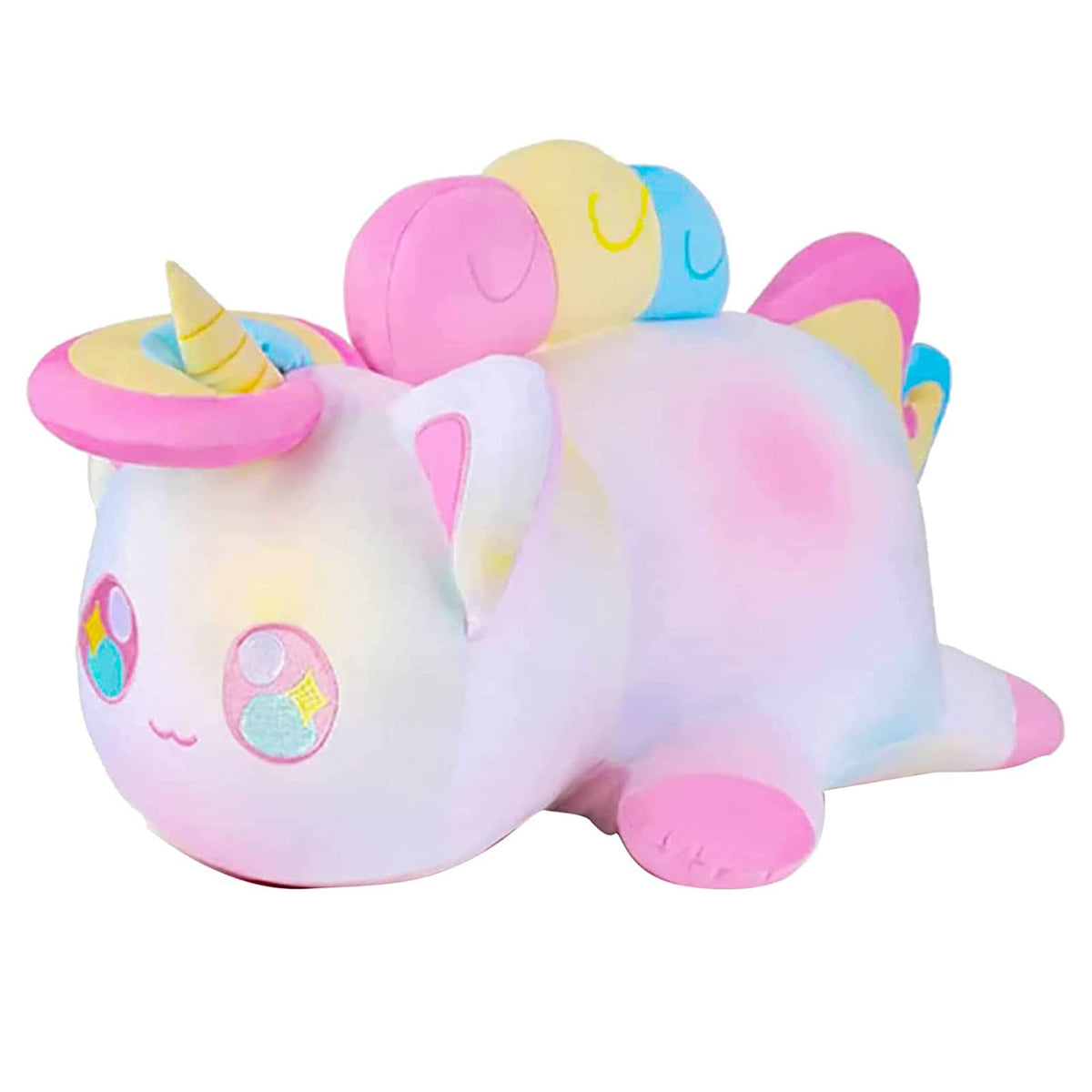 Womise Unicorn Cat Stuffed Animal Plush,Cat Food Plushies Cat, Cute Anime Cartoon Cat Stuffed Animal Figure Toy Plush Pillow Gif