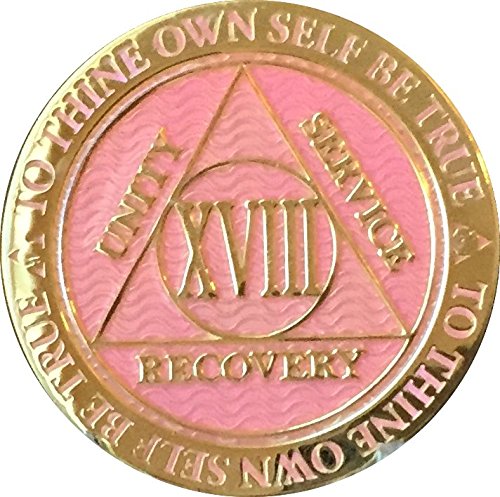 Recoverychip 18 Year Aa Medallion Reflex Pink Gold Plated Chip Xviii