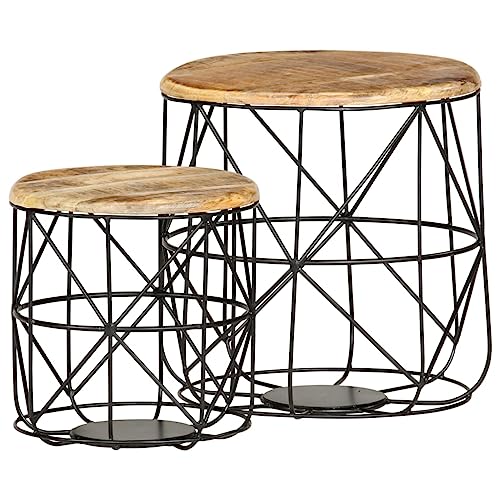vidaXL Coffee Tables 2 pcs Solid Mango Wood - Thumbnail 3