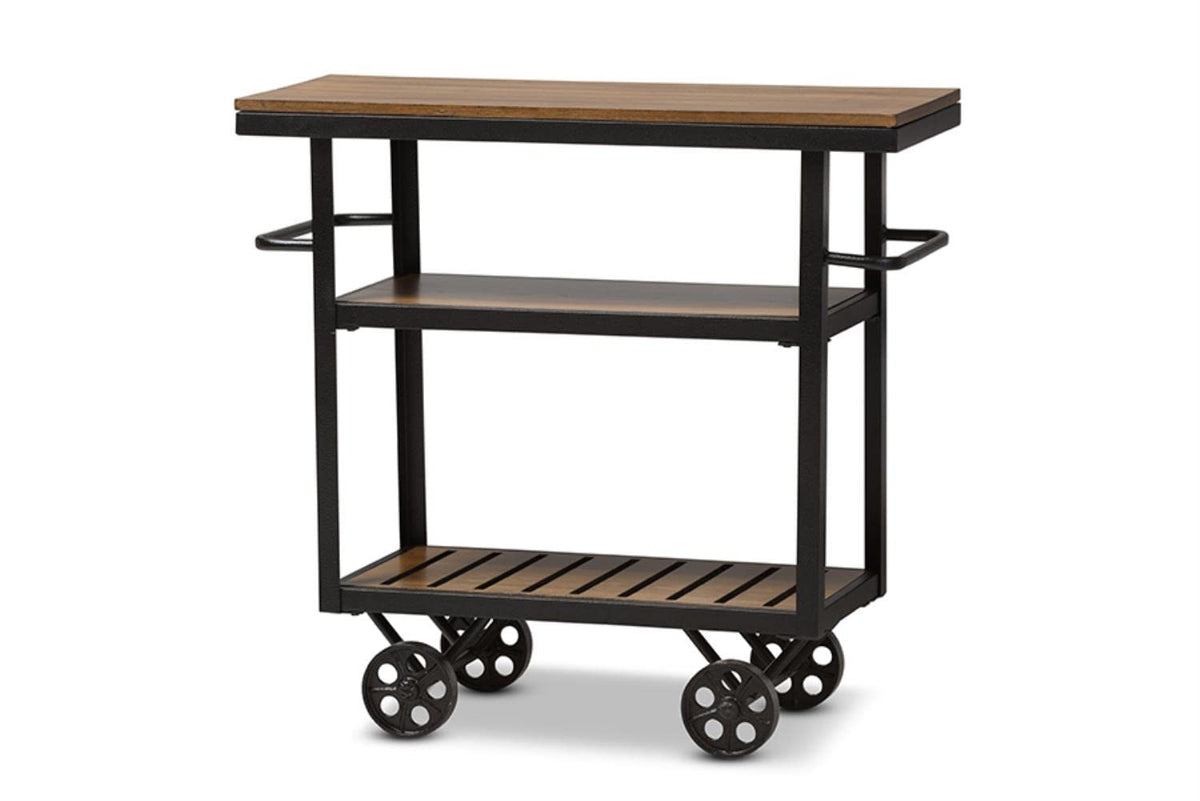 Baxton Studio Kennedy Rustic Industrial Style Mobile Serving Cart