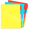 Wot I Plastic 5-Tab Dividers With 2 Clear Pockets - 3 Sets, 15 Tabs Binder Dividers For 3 Ring Binder, 5 Fresh Colors