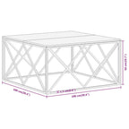 vidaXL Modern Square Coffee Table - Solid Acacia Wood & Silver Stainless Steel, Spacious Top, Stain-Resistant Surface - 39.4"x39.4"x19.7"