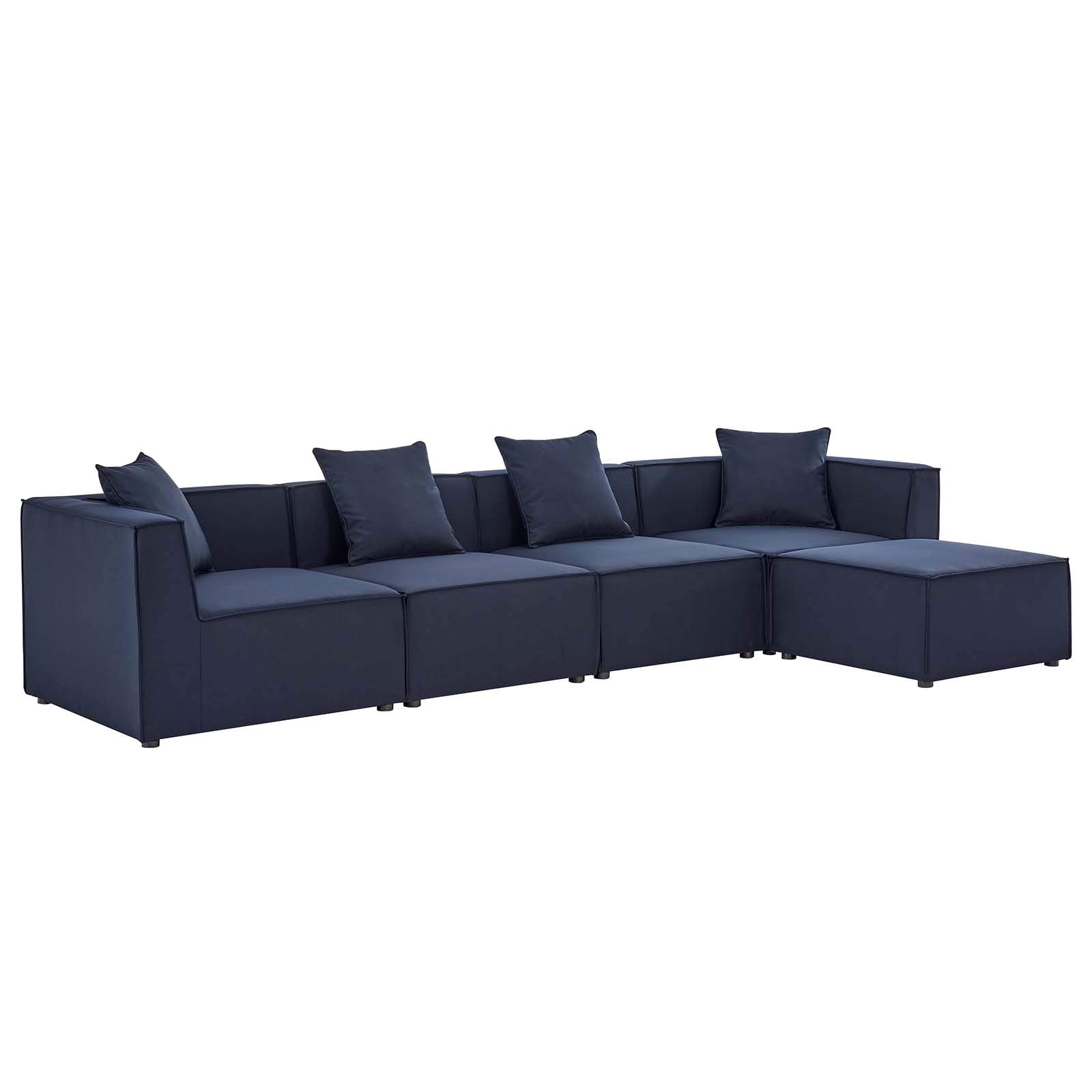 Modway Eei-4382-Nav Saybrook Patio Upholstered 5-Piece Sectional Sofa In Navy