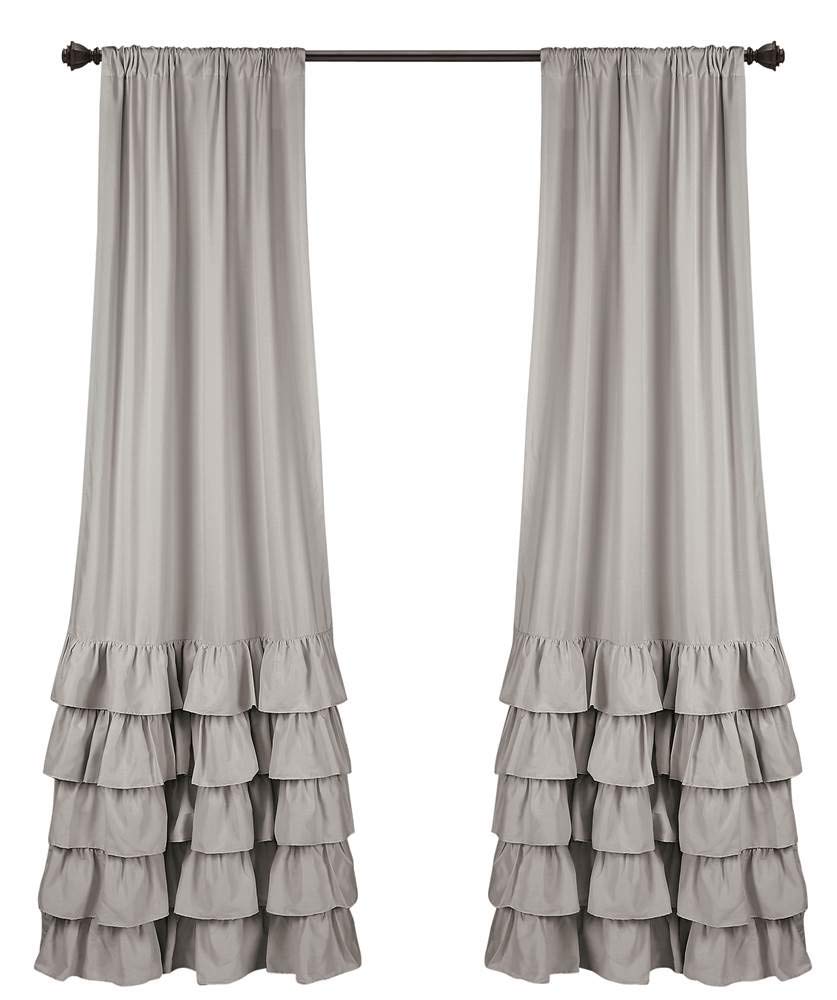 Lush Decor, Light Gray Allison Ruffle Curtains Window Panel Set for Living, Dining Room, Bedroom (Pair), 95 x 40 (16T004559)