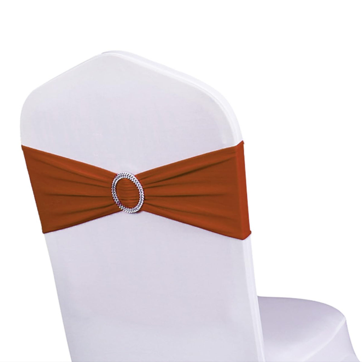 Wensinl Pack Of 100 Stretch Terracotta Chair Sashes For Wedding, Elastic Chair Bands With Buckle Slider, Spandex Chair Bows For