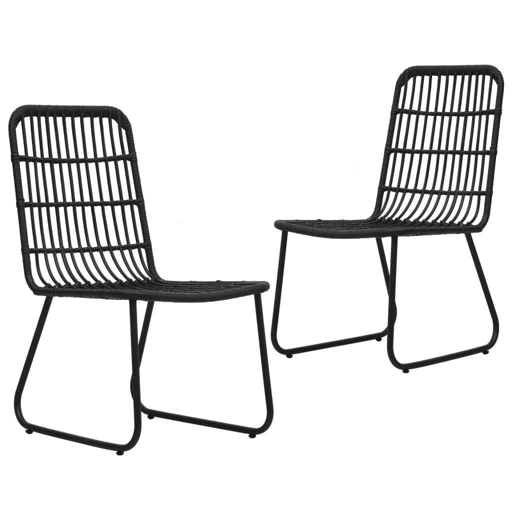 vidaXL 3-Piece Patio Dining Set - Modern Outdoor Furniture with Glass Tabletop - Weather-Resistant Poly Rattan and Powder Coated Steel - Black