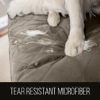 Sofa Shield Patented Couch Slip Cover, Large Cushion Protector, Reversible Stain And Dog Tear Resistant Slipcover, Quilted Microfiber 70” Seat, Washable Covers For Dogs Pets Kids, Latte Linen
