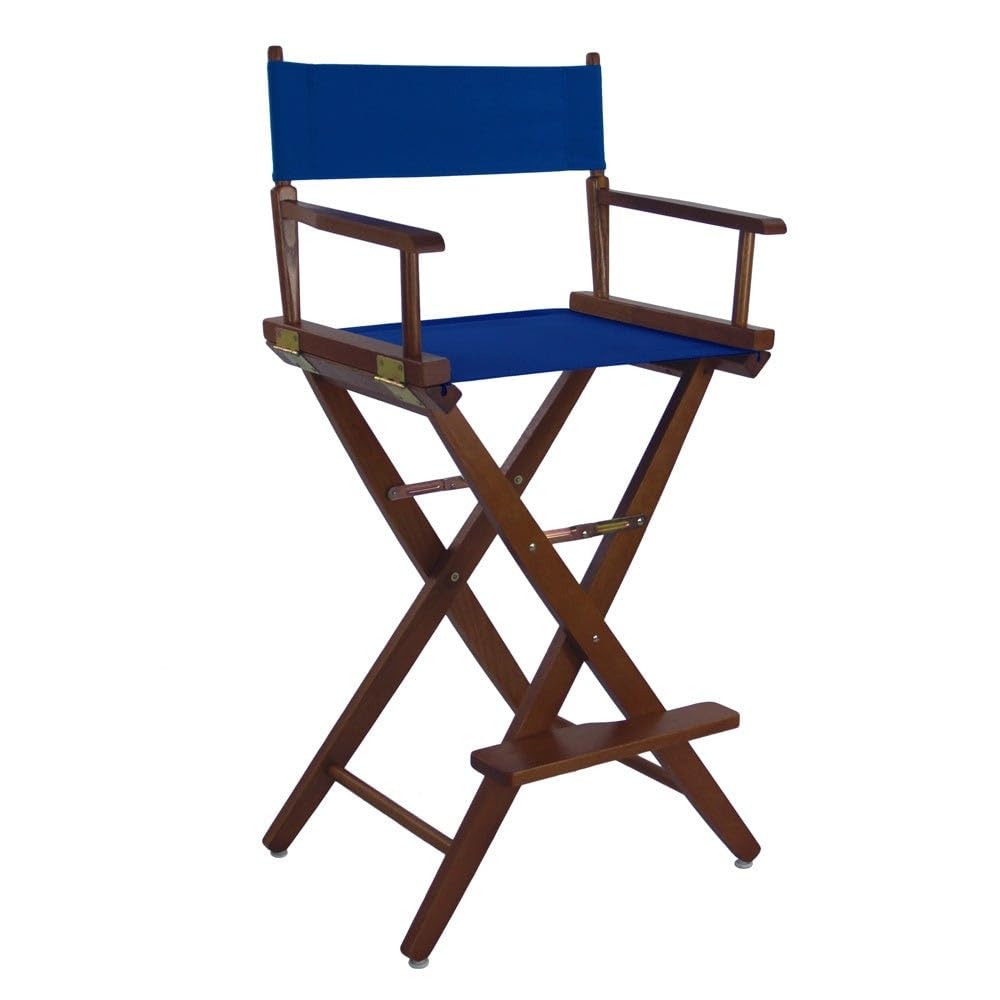 American Trails Extra-Wide Premium 30&quot; Director's Chair Mission Oak Frame with Royal Blue Canvas, Bar Height