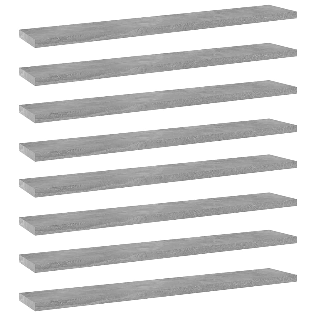vidaXL Engineered Wood Bookshelf Boards, Durable & Easy-to-Clean, Concrete Gray, Perfect for Additional Storage or Replacements, Set of 8