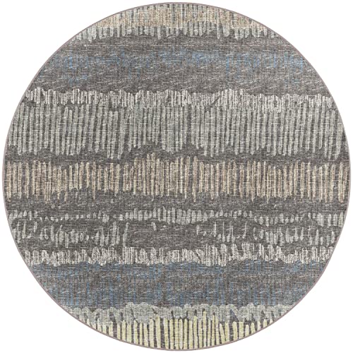 Winslow Wl4 Grey Transitional Rug Round 8' X 8'