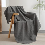 Phf Ultra Soft Waffle Weave Throw Blanket 50'X 60'- Washed Lightweight Breathable Cozy Woven Blanket For Bed - Aesthetic Decor For Couch Bedding Sofa Home Car - Grey