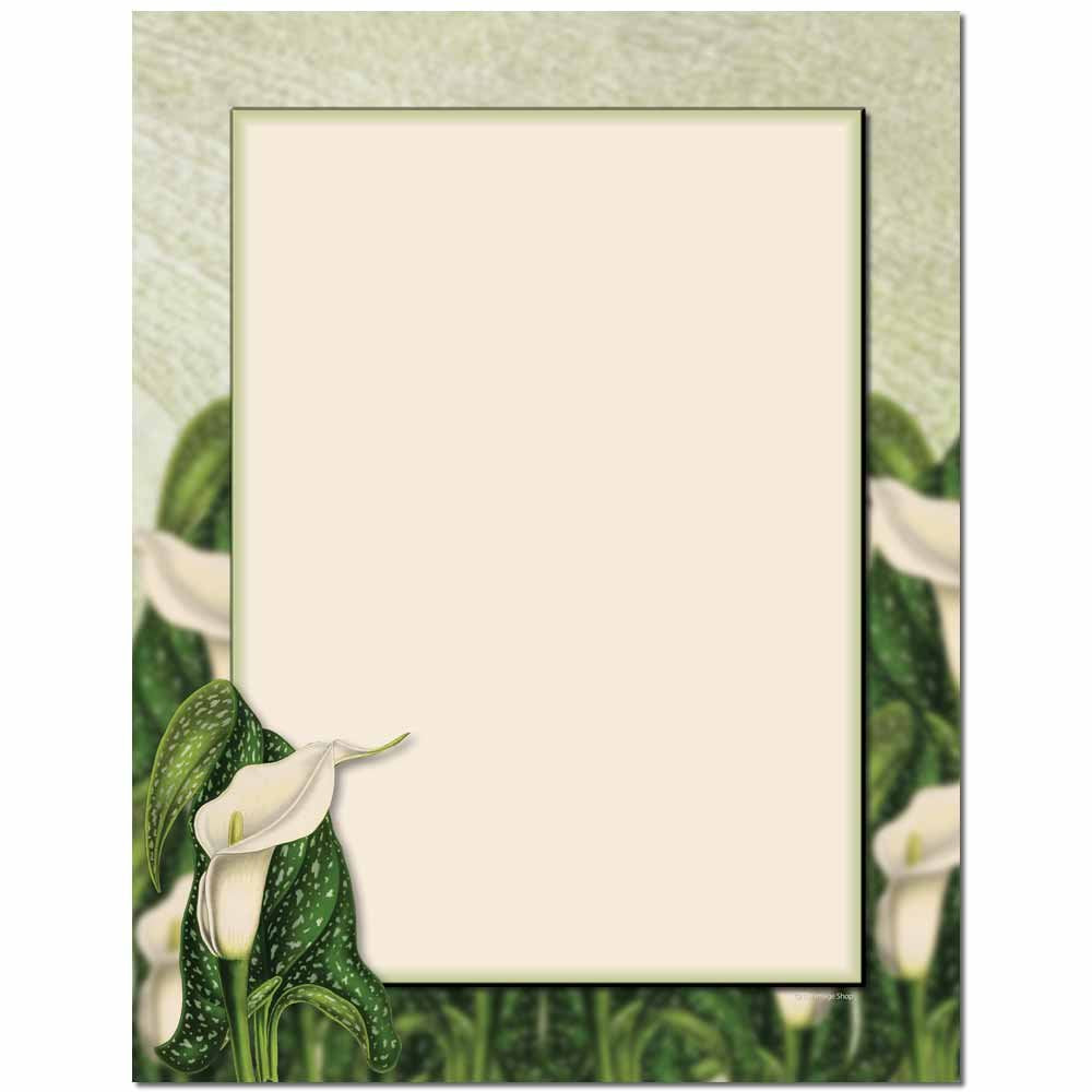 Calla Lily - 8.5 X 11 Inch Printable Letterhead - Laser And Inkjet Printer Compatible