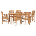 vidaXL Solid Teak Wood Patio Dining Set 7 Piece Wooden Table Chair Dinner Dinette Garden Outdoor Balcony Backyard Terrace Lounge Seat Furniture
