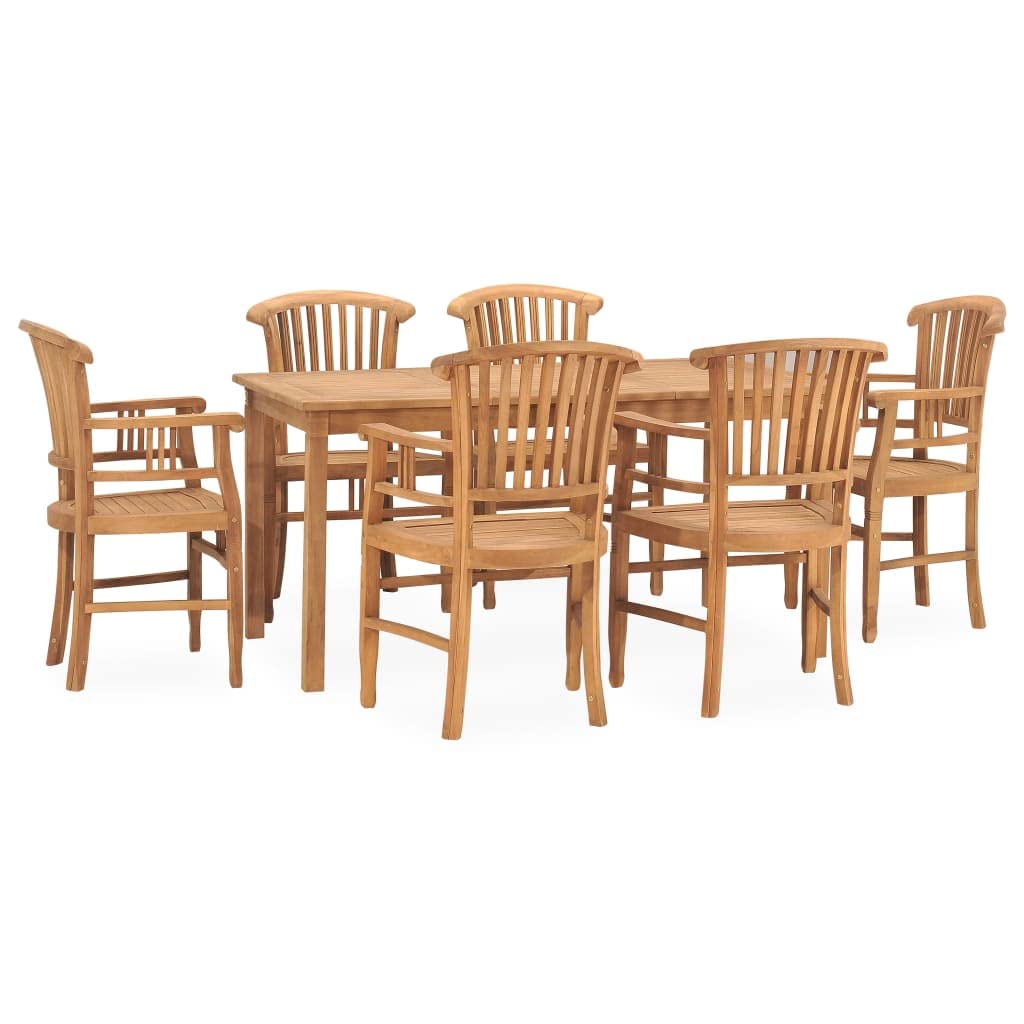 vidaXL Solid Teak Wood Patio Dining Set 7 Piece Wooden Table Chair Dinner Dinette Garden Outdoor Balcony Backyard Terrace Lounge Seat Furniture