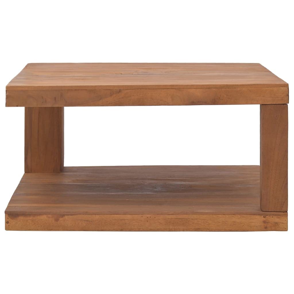 vidaXL Solid Teak Wood Coffee Table - Finely-Sanded Wood Finish, Convenient Storage - Compact 25.6&quot;x25.6&quot;x13&quot; - DIY Home Assembly