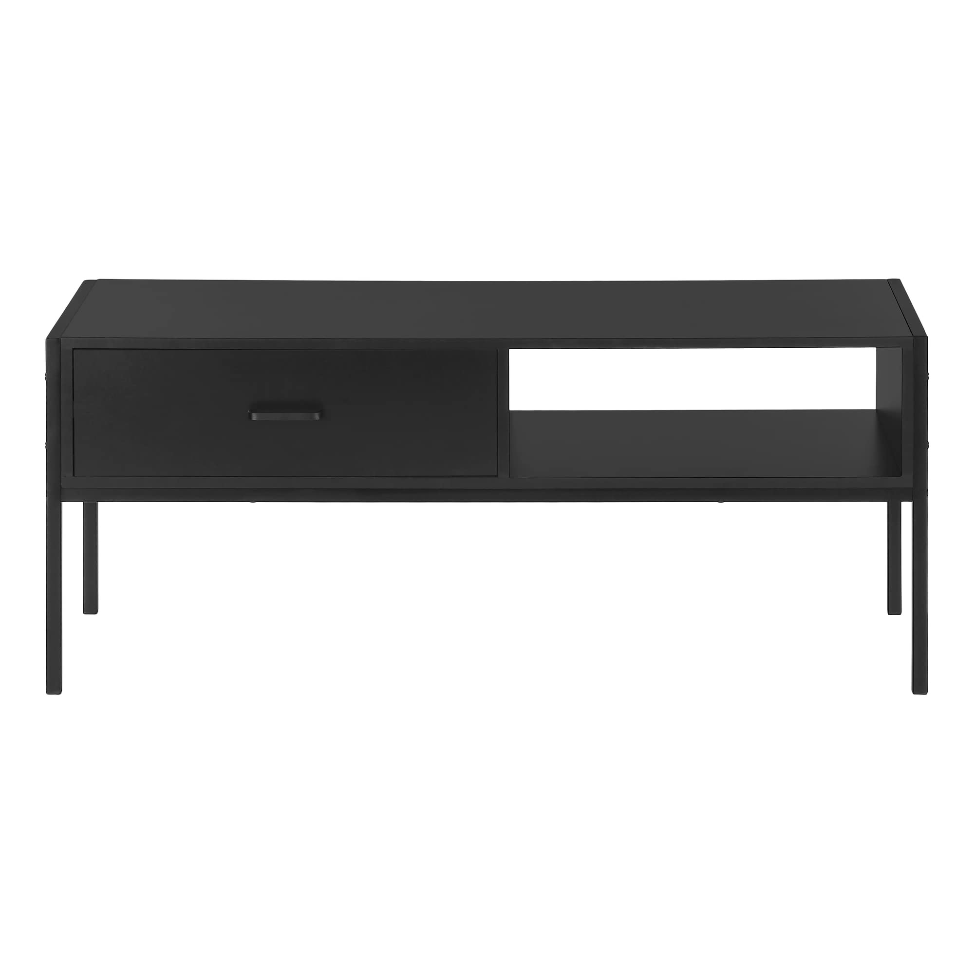 Monarch Specialties 2874 Tv Stand, 48 Inch, Console, Media Entertainment Center, Storage Drawer, Living Room, Bedroom, Laminate, Metal, Black, Contemporary Stand-48, 47.25' L x 15.75' W x 19.75' H