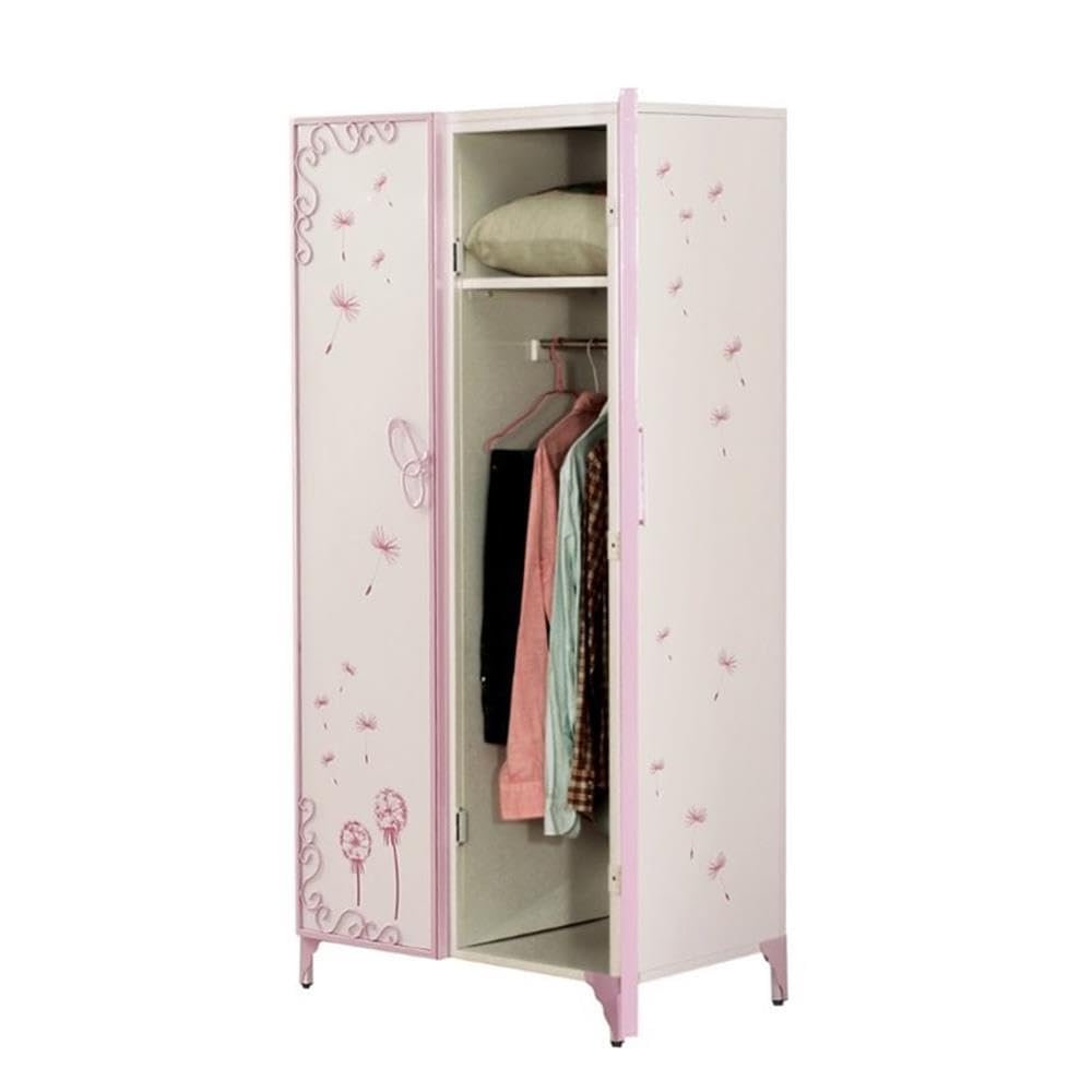 Acme Priya Ii 2-Door Metal Frame Kids Wardrobe Armoire In White