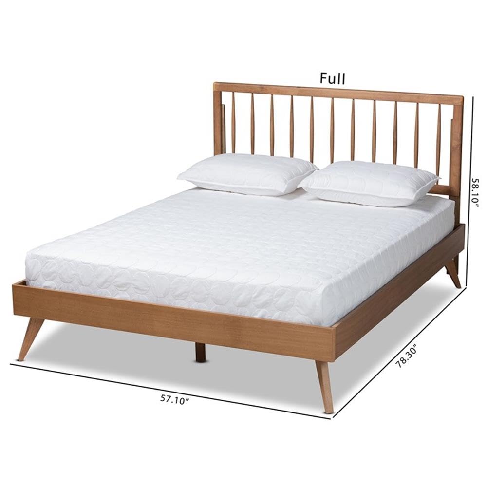 Baxton Studio Toru Mid-Century Modern Ash Walnut Finished Wood Full Size Platform Bed